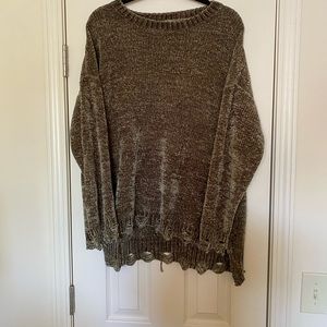 Coziest distressed hem sweater
